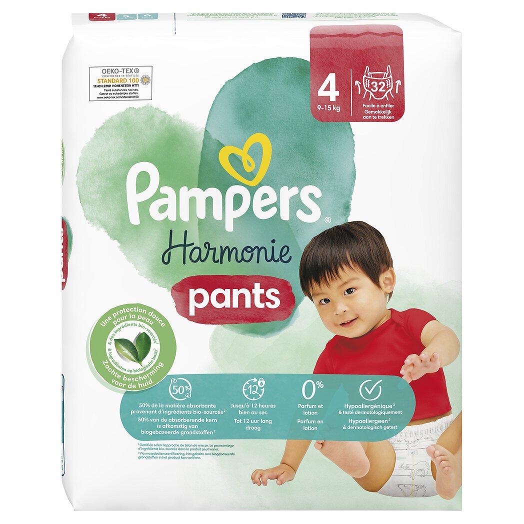 Pampers Harmony / Pure Nappy Pants Taille 4 (9-15kg) 116 Pantalons à  couches - Onlinevoordeelshop