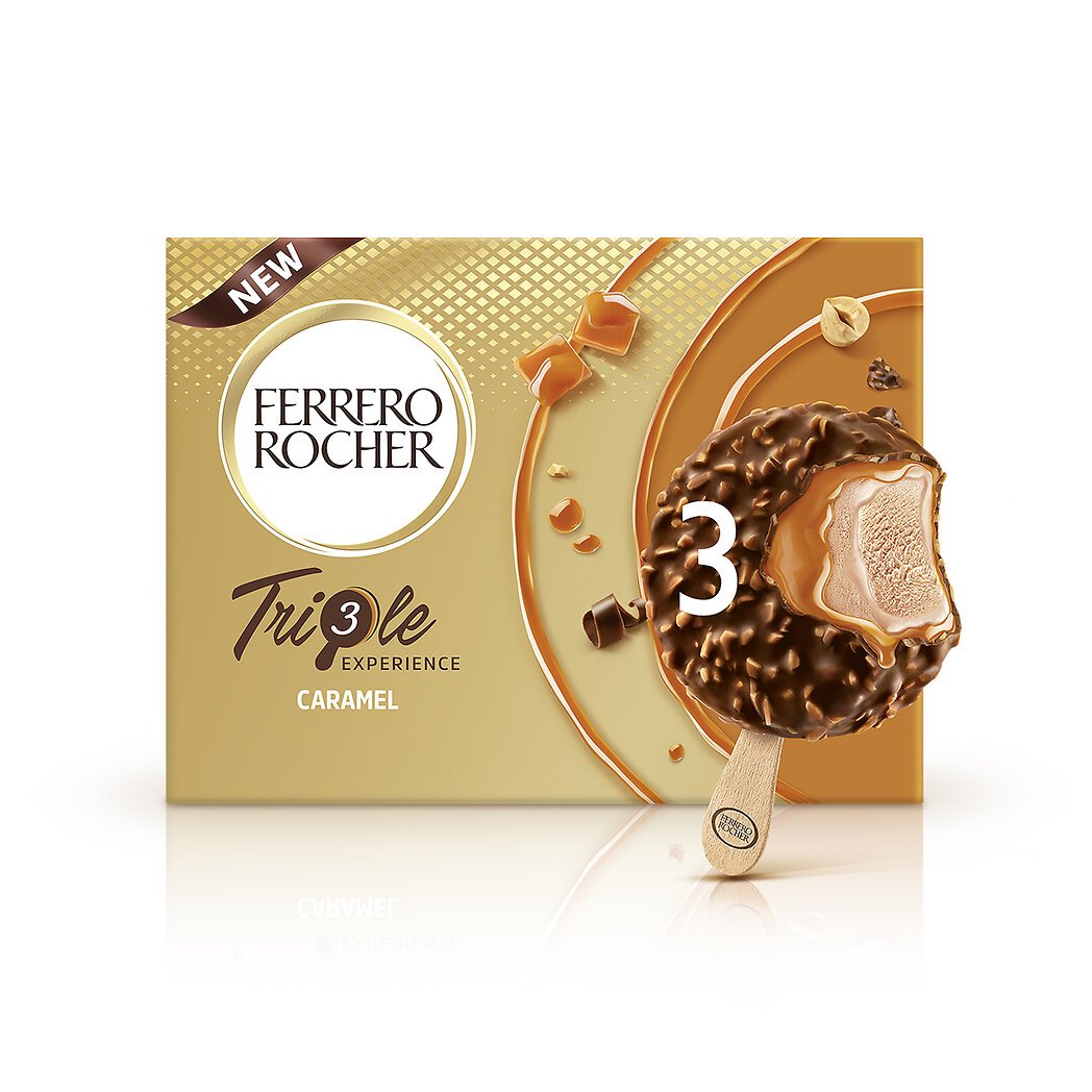 Ferrero Glace lait noisette caramel la boîte de 3 bâtonnets - 138g