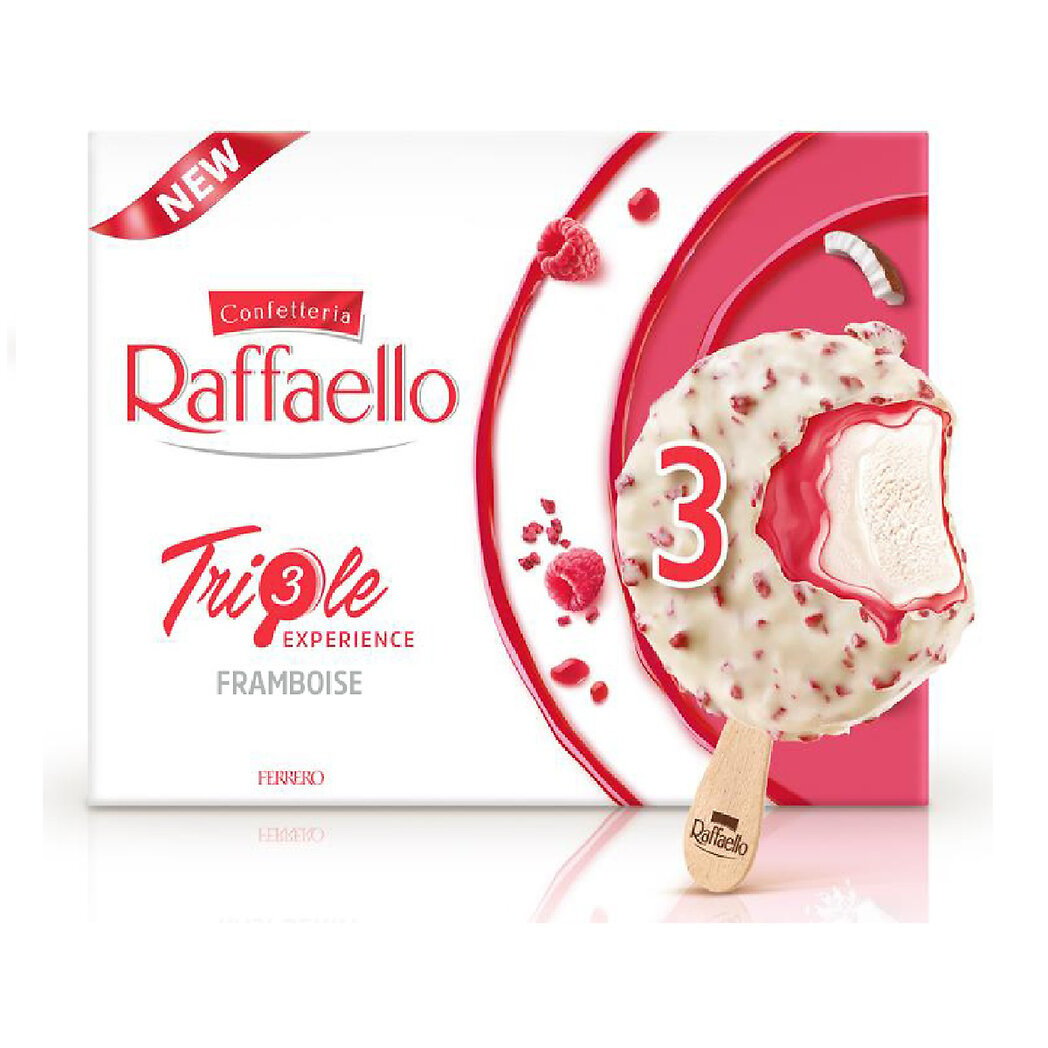 Ferrero Ferrero Raffaello - Glace noix de coco framboise la boîte de 3 bâtonnets - 138g