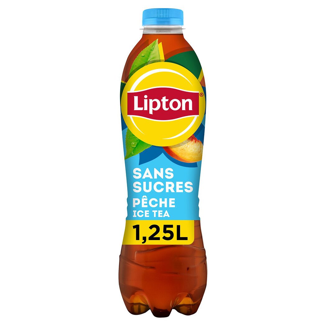 Lipton Ice Tea - Boisson au thé zero sucres saveur pêche la bouteille de 1,25l