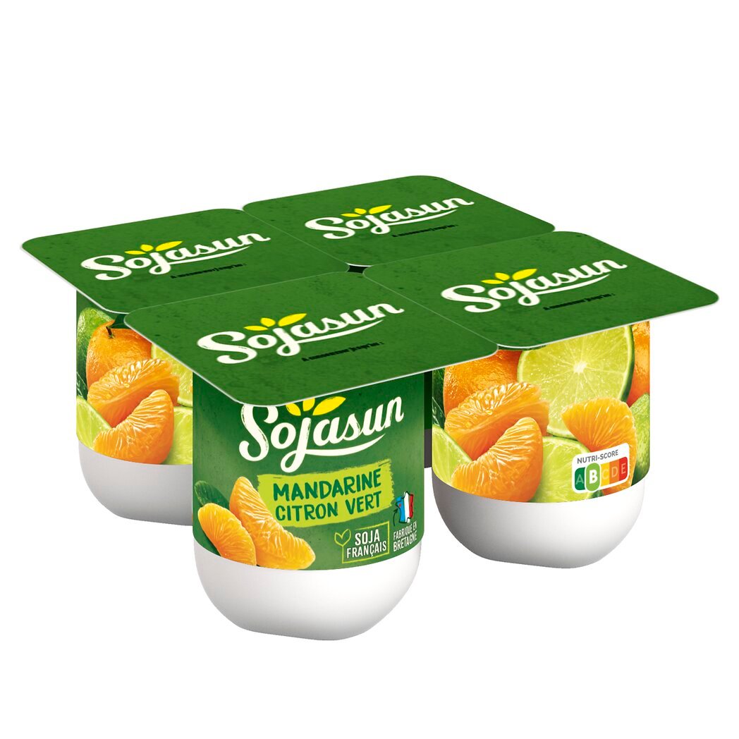 Sojasun Sojasun Spécialité au soja fruits mixés mandarine citron vert les 4 pots de 100 g