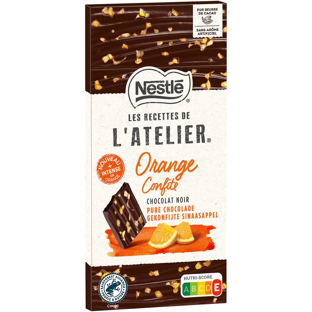 Nestlé Nestlé Les Recettes de l'Atelier - Chocolat noir orange confite la tablette de 100g