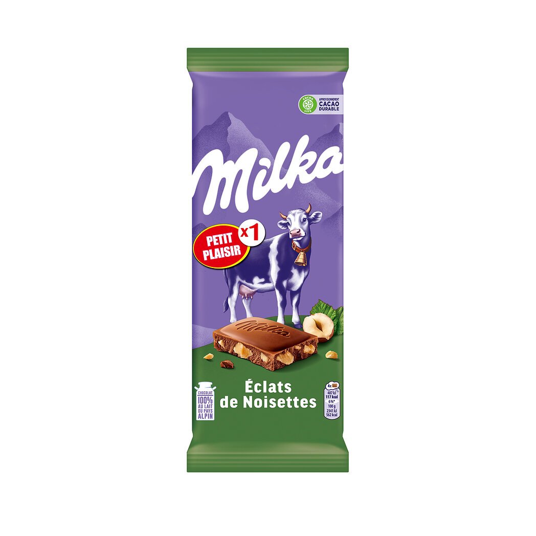 Milka Chocolat au lait éclats de noisettes la tablette de 125g