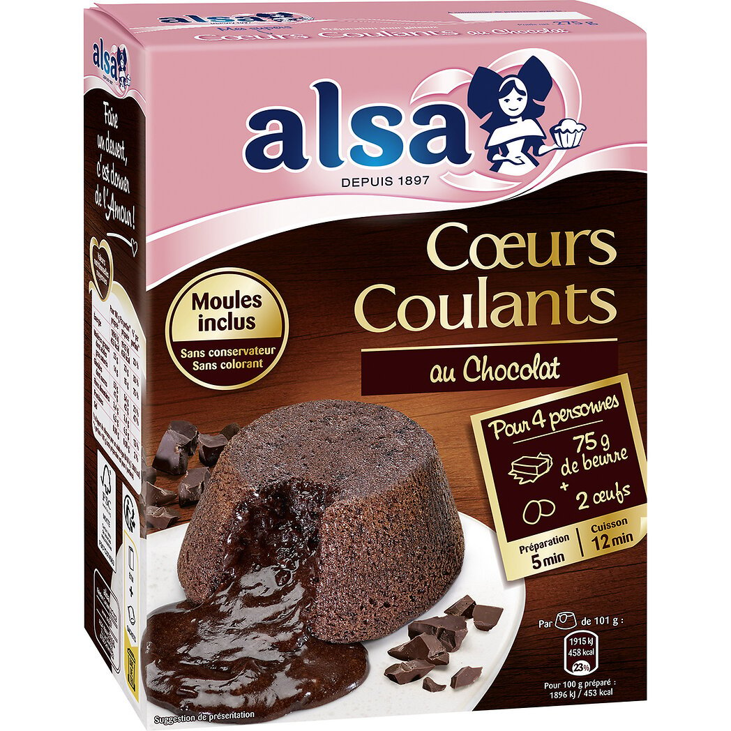 Alsa Alsa Préparation Gâteau Cœur Coulant Chocolat la boîte de 275g