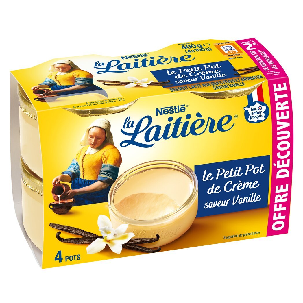 Nestlé La Laitière Petit Pot de Crème saveur vanille les 4 pots de 100 g