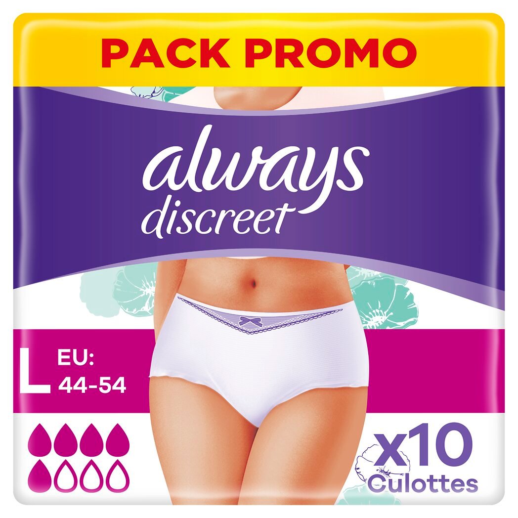 Always Discreet Culottes Pour Fuites Urinaires Normal size L le paquet de 10