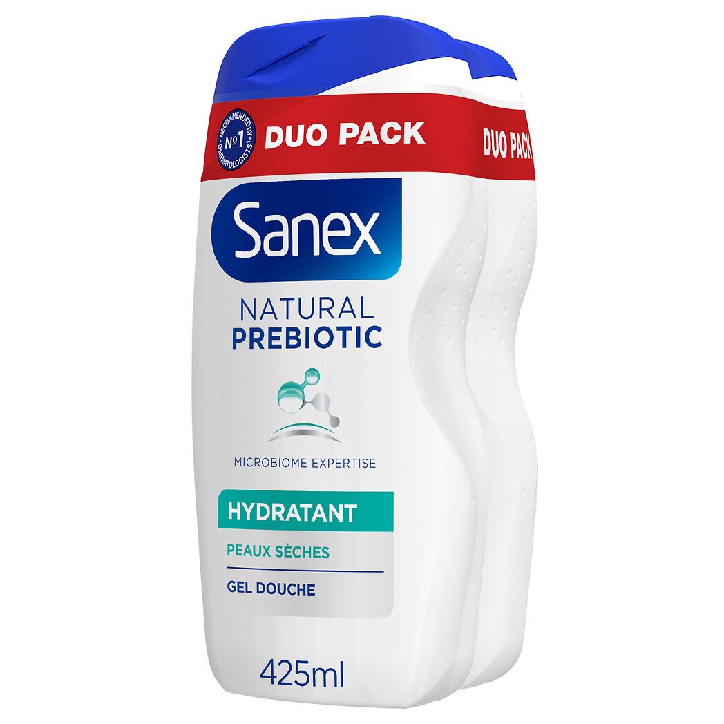 Sanex Gel douche Natural Prebiotic hydratant Le lot de 2 flacons de 425ml - 850ml