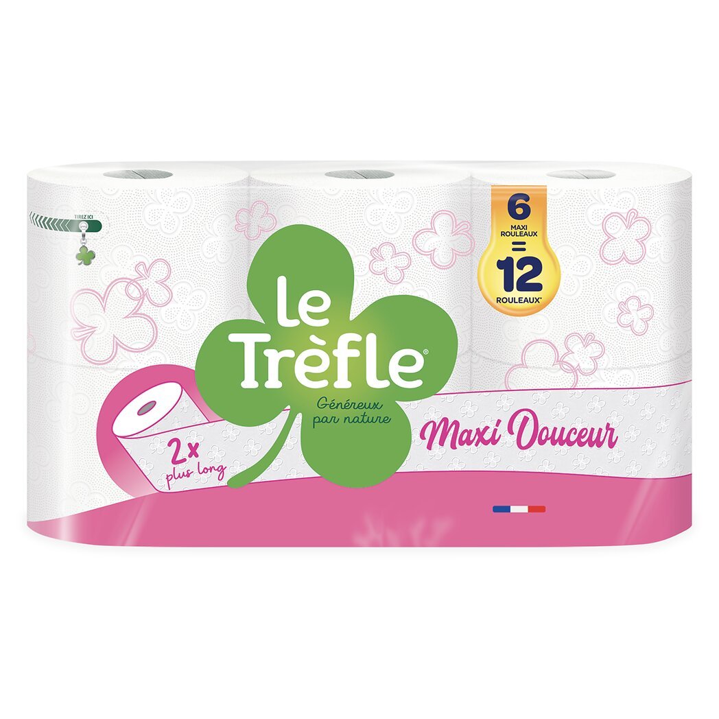 Le Trèfle Papier toilette maxi douceur maxi rouleaux Les 12 sachets de 754g