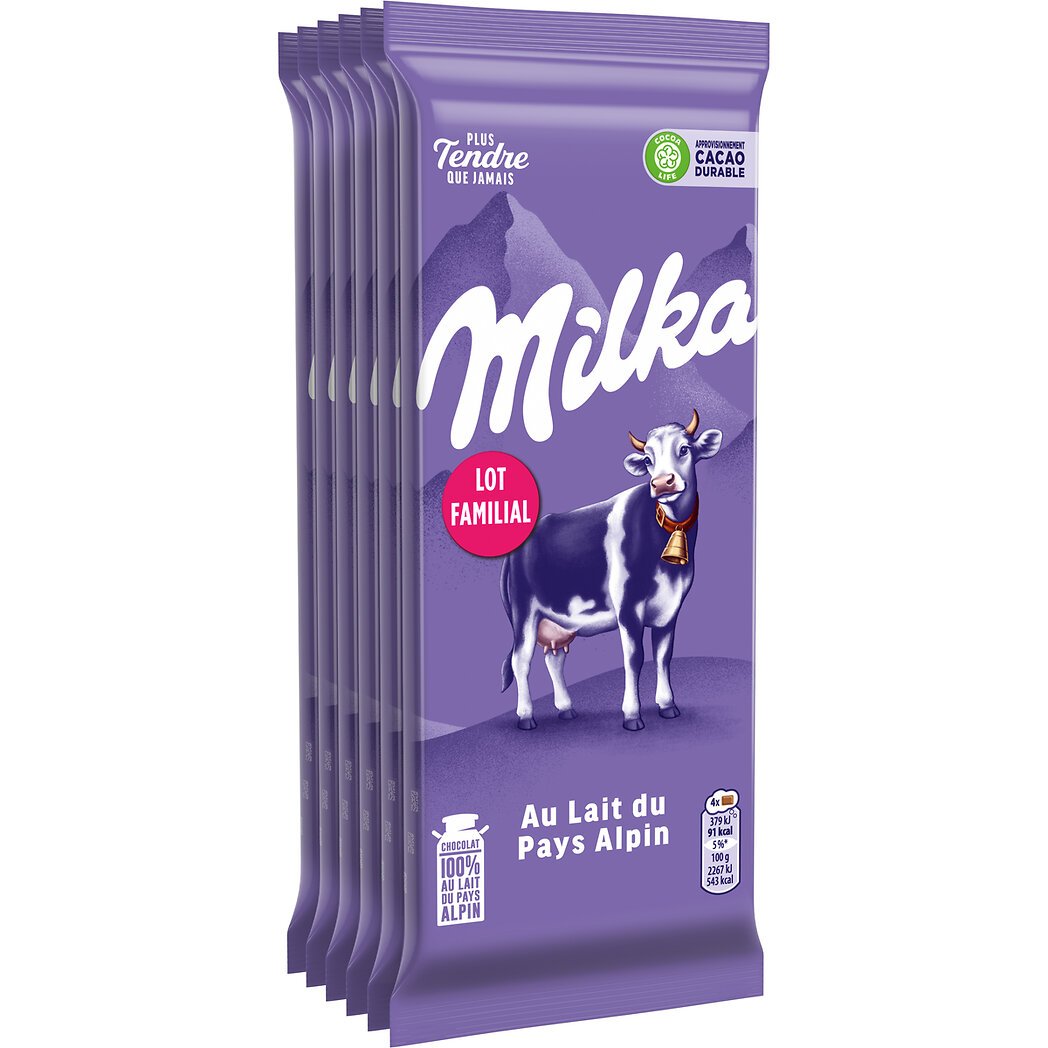 Milka Milka Chocolat au lait les 6 tablettes de 100 g - Lot Familial