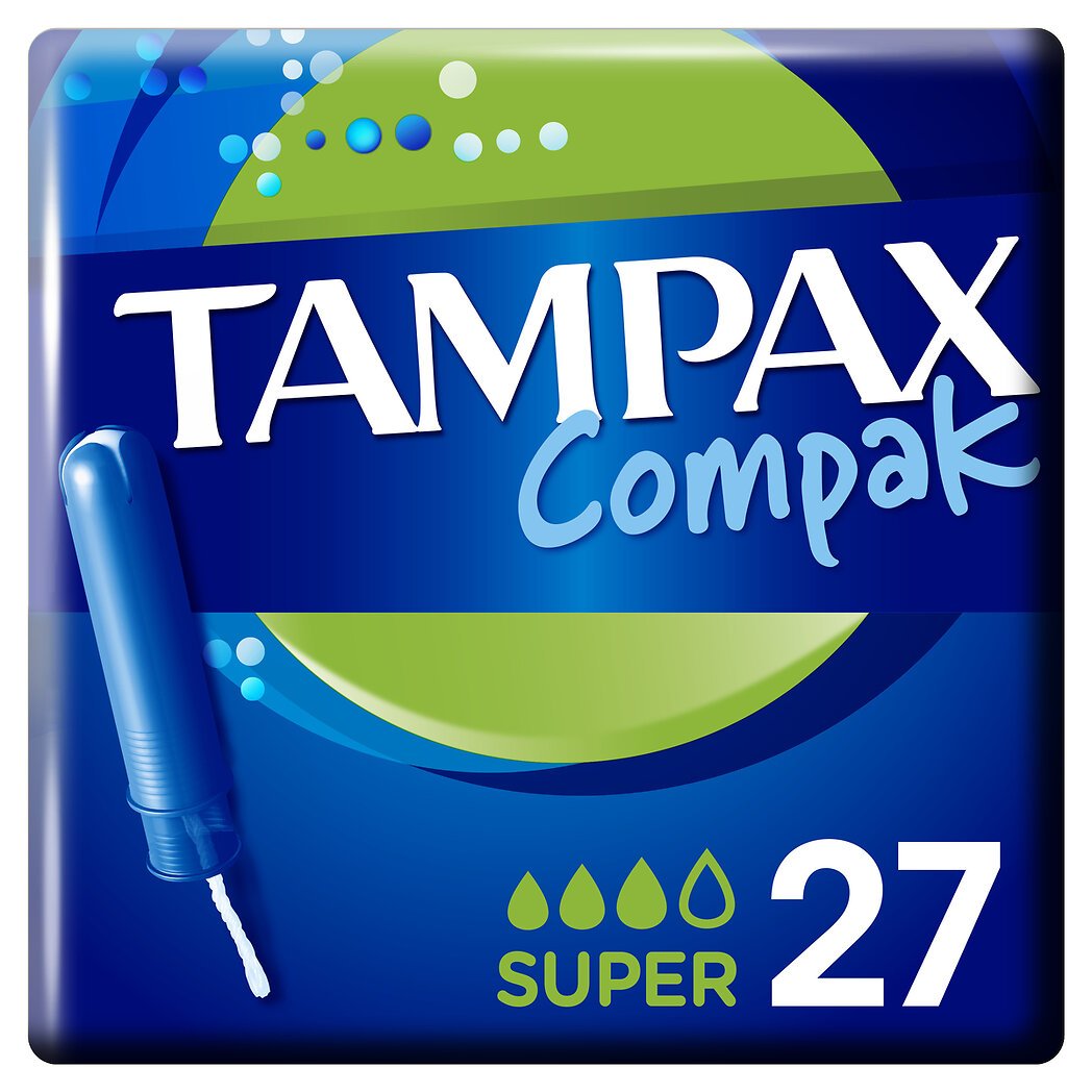 Tampax Compak - Tampons super avec applicateur Le paquet de 27 tampons