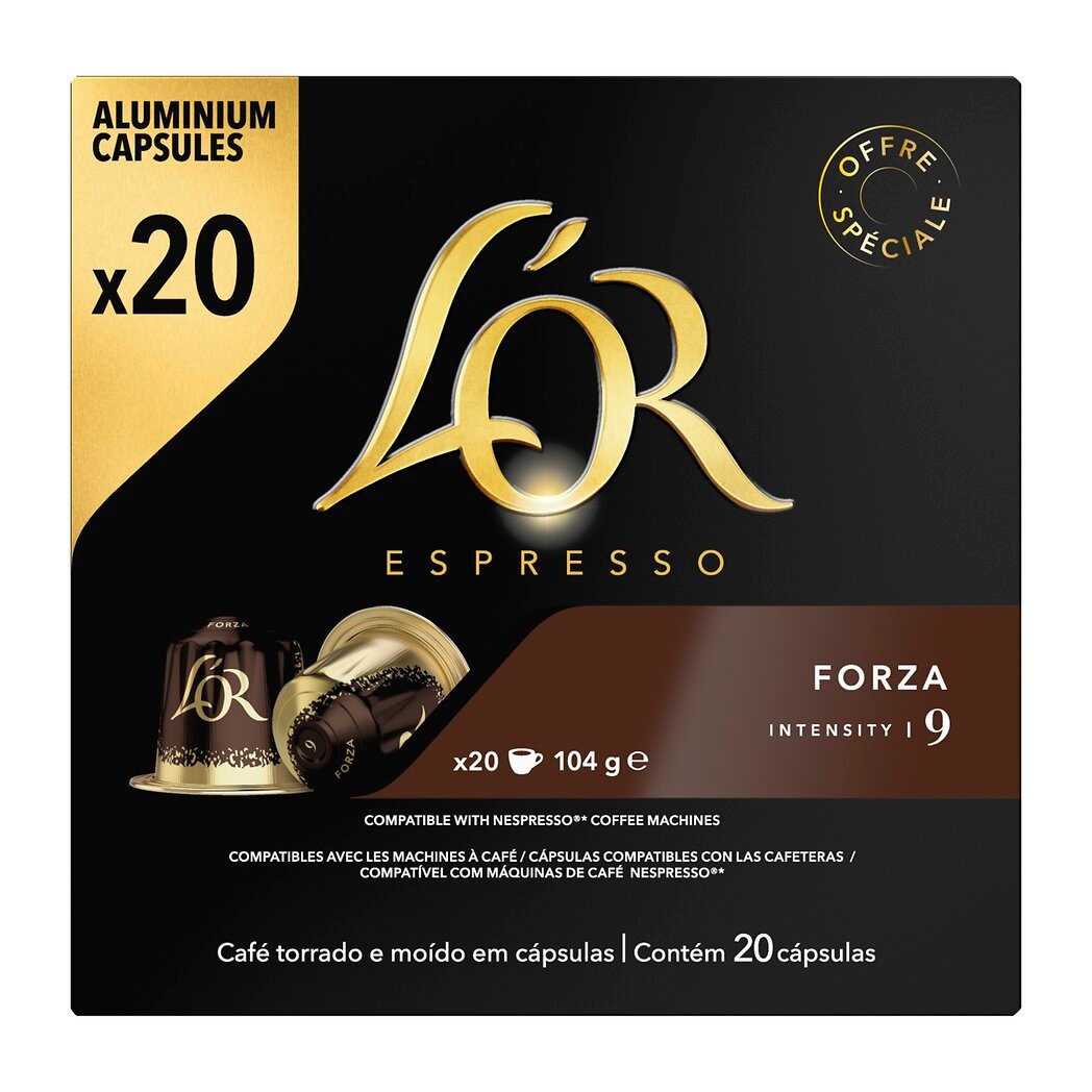 Maison du Café L'Or Espresso - Capsules de café compatibles Nespresso Forza intensité 9 La boîte de 20 capsules - 104g