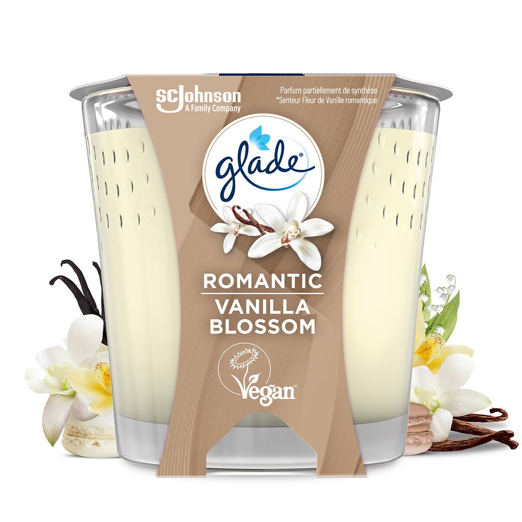 Glade Bougie romantique vanille Blossom - Vegan La boite de 129g