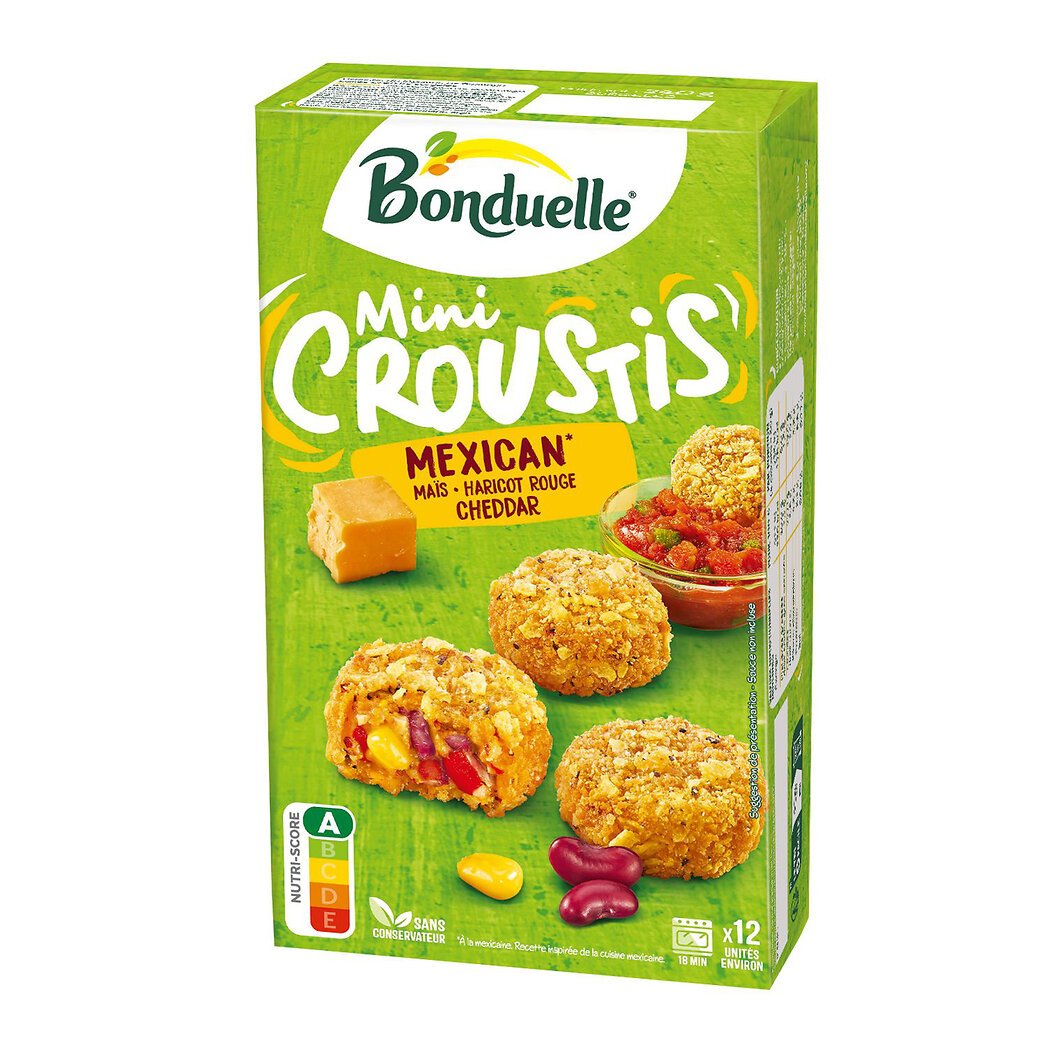 Bonduelle Mini Croustis Mexican Maïs Poivron Haricot Rouge sans conservateur La boite de 12 - 240g
