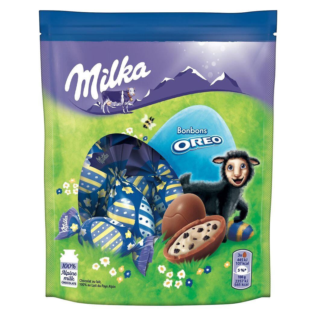 Milka Milka Œufs chocolat au lait fourré éclats biscuit Oreo le sachet de 86 g