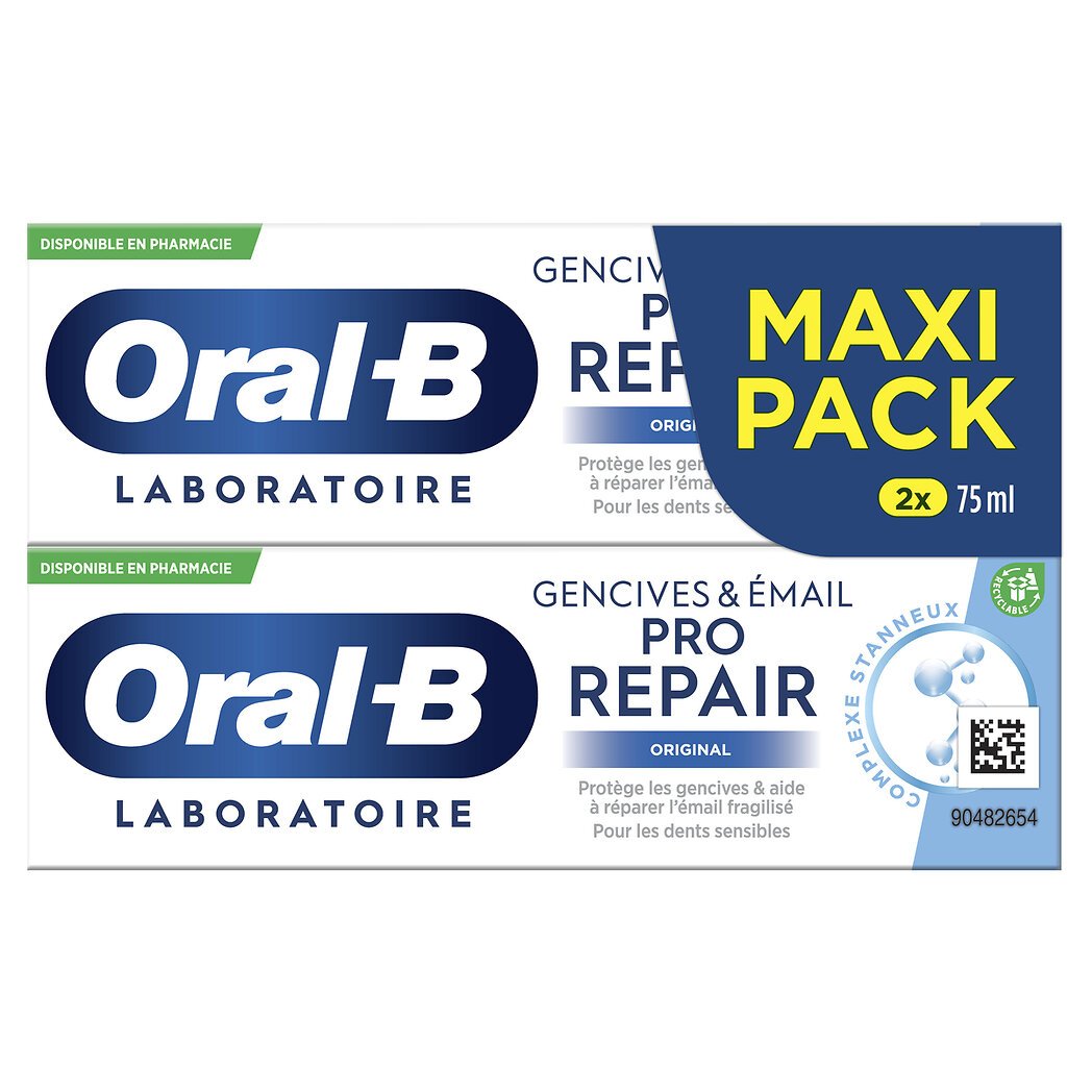 Oral B Laboratoire - Dentifrice gencives & émail Lot de 2 tubes de 75ml - 150ml