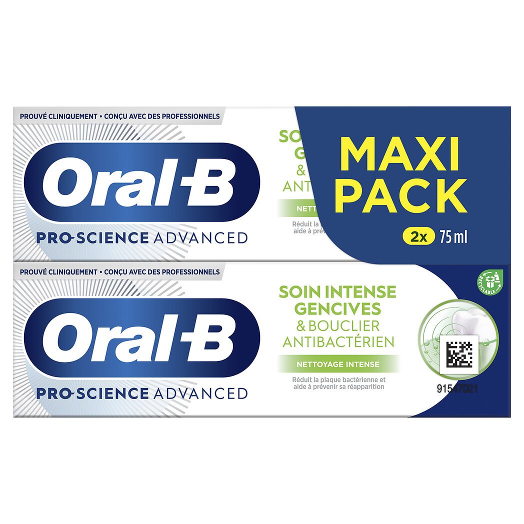 Oral B Pro science advanced - Dentifrice sains intense gencives Lot de 2 tubes de 75ml - 150ml
