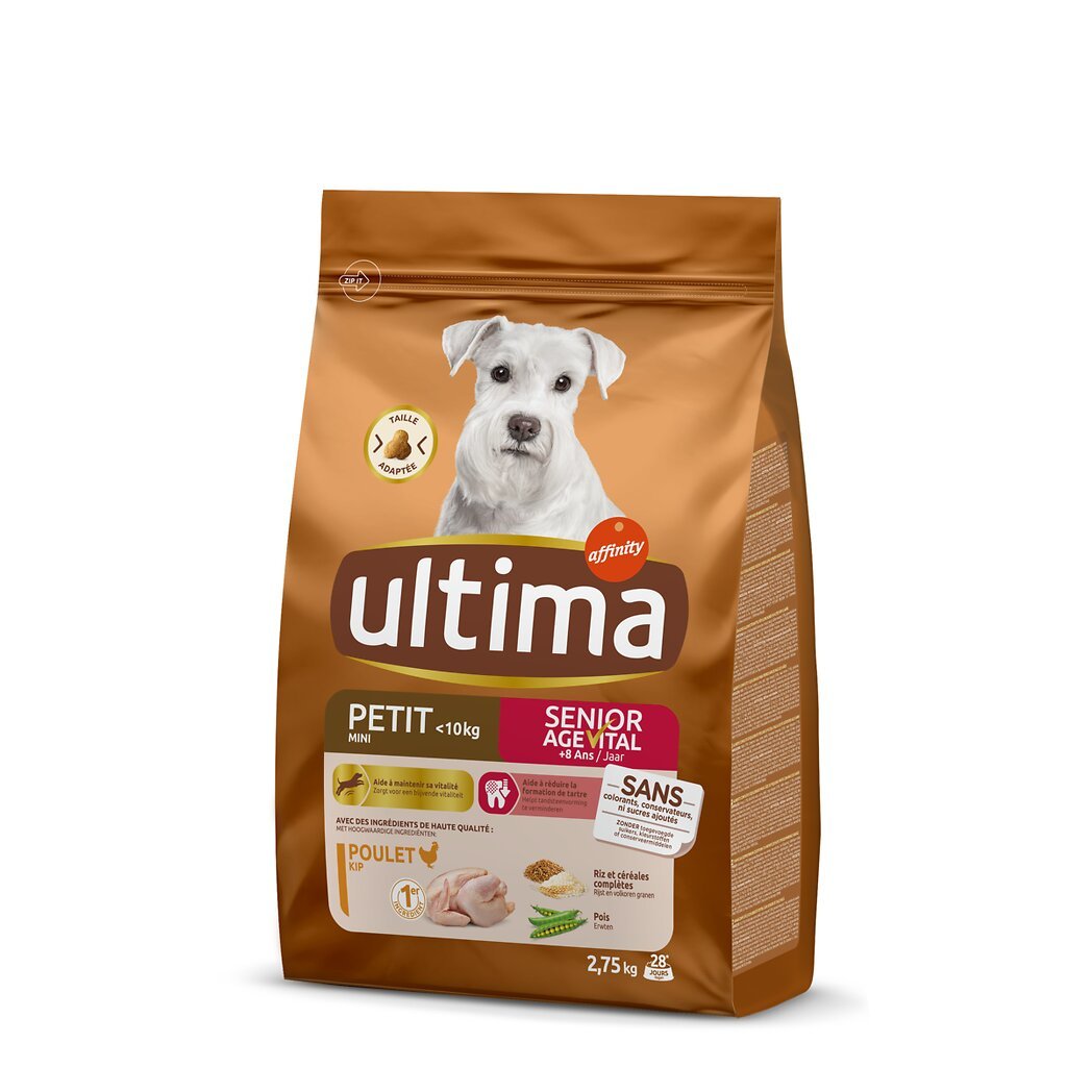 Ultima Ultima Croquettes au poulet pour chien mini senior Agevital +8ans le sac de 2,75kg