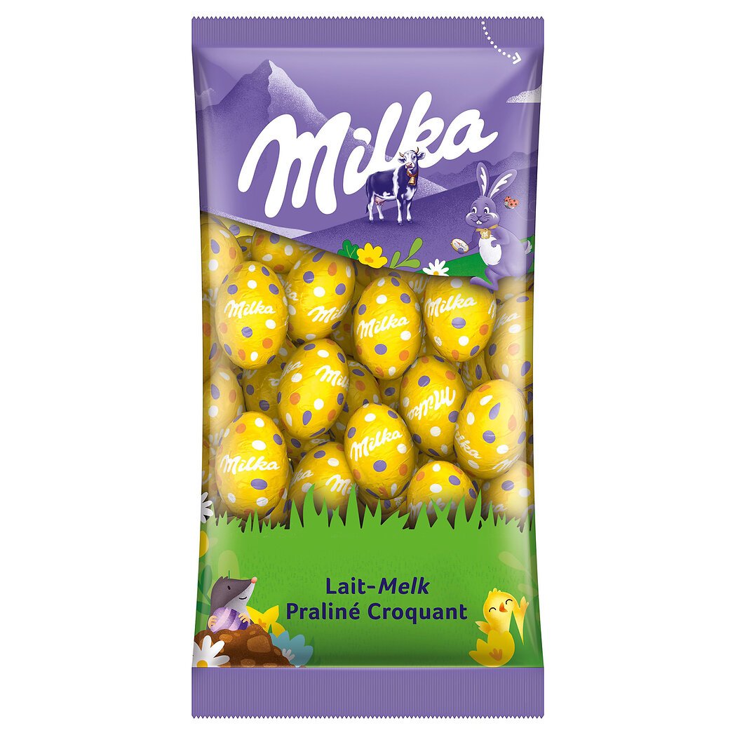 Milka Milka Œufs en chocolat au lait praliné croquant le sachet de 500 g