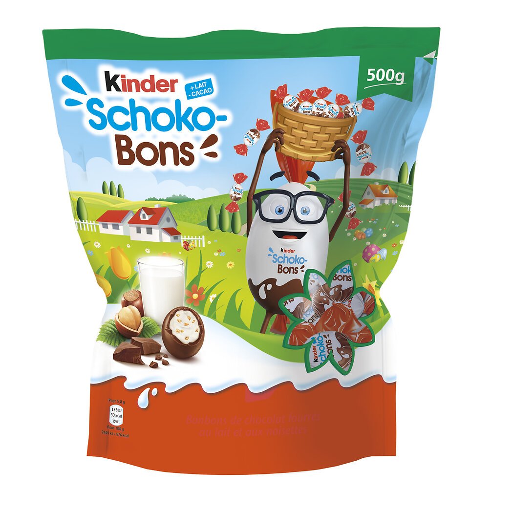 Kinder Kinder Schoko-Bons - Bonbons de chocolat fourrés lait noisettes le sachet de 500 g