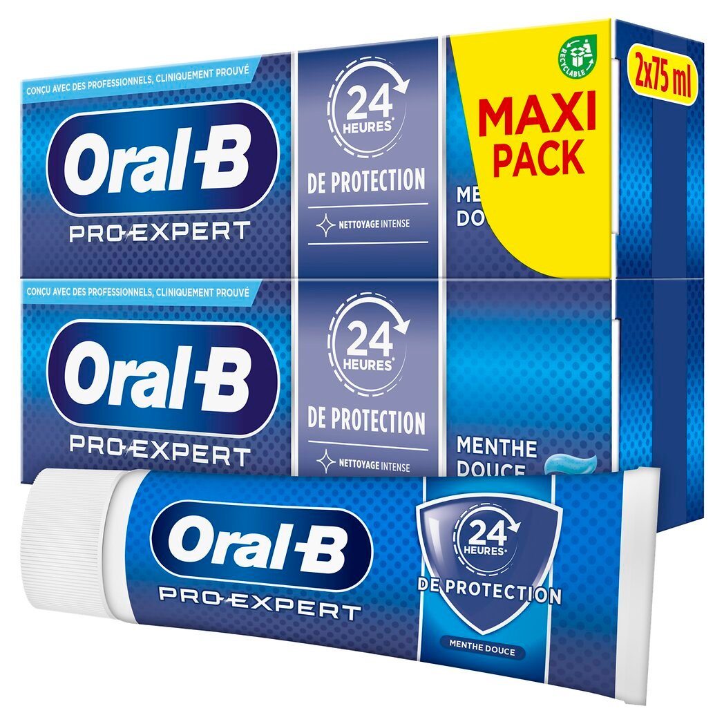 Oral B Pro-Expert - Dentifrice nettoyage intense menthe douce Les 2 tubes de 75ml - 150ml
