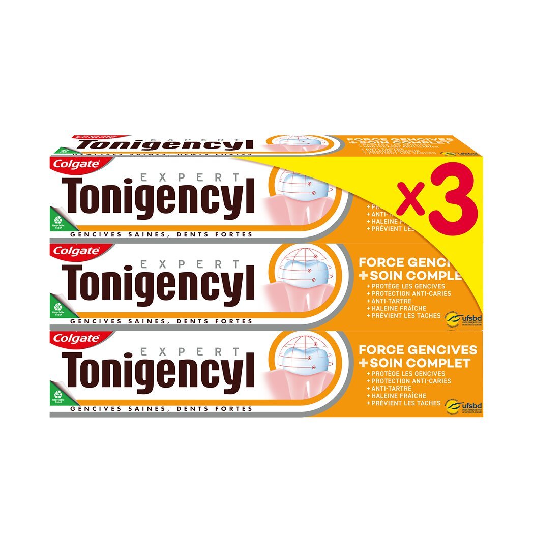 Colgate Tonigencyl Dentifrice pour les gencives les 3 tubes de 75ml - 225ml