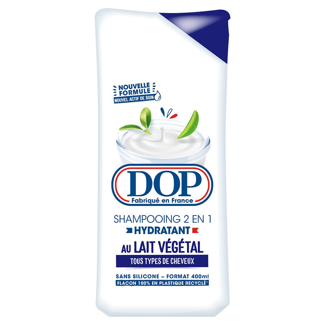 Dop Shampooing 2en1 hydratant au lait végétal pour tous types de cheveux Le flacon de 400ml
