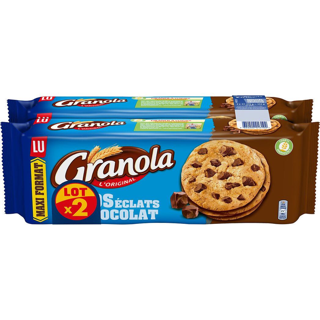 LU LU Granola - Maxi cookie gros éclats de chocolats Le lot de 2 sachets de 276g - 552g