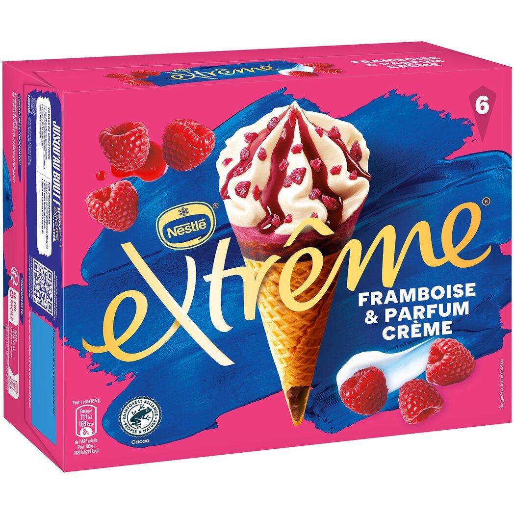Nestlé Extrême Cônes framboise et parfum crème la boîte de 6 - 417g