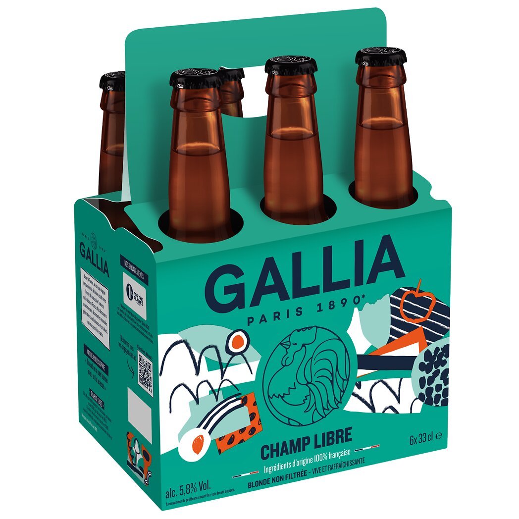 Gallia Bière Champ Libre 5.8° les 6 bouteilles de 33cl - 1,98l