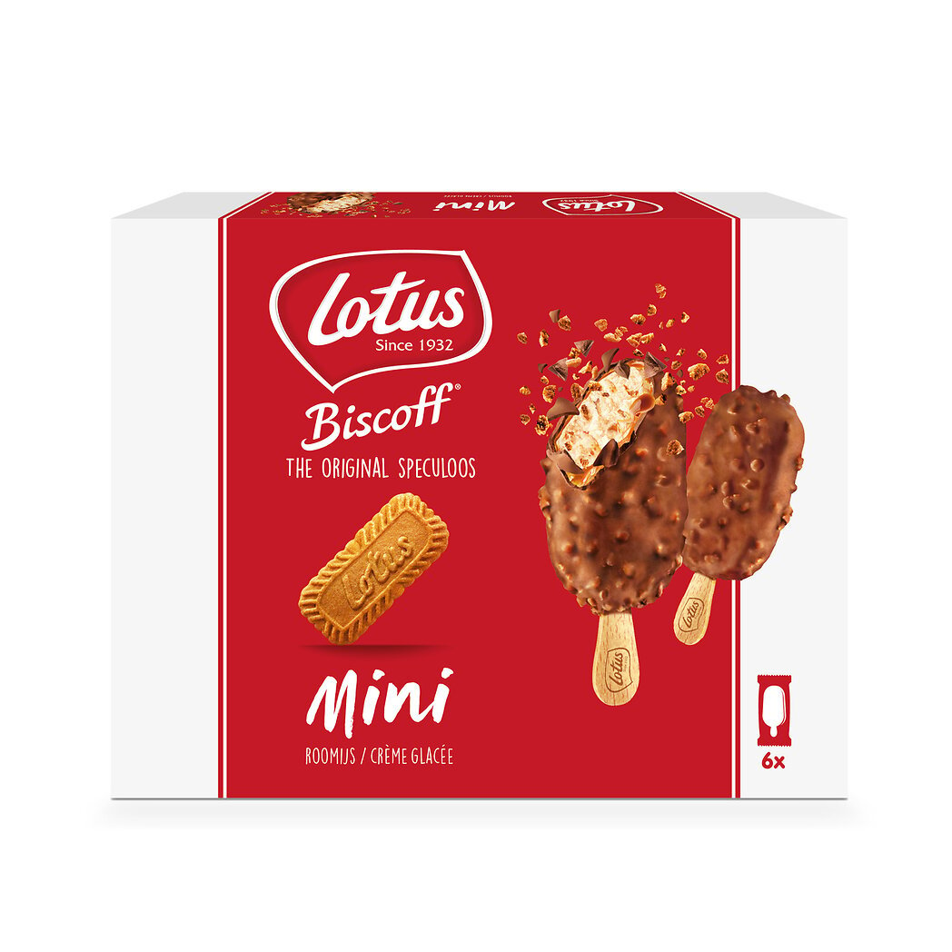 Lotus Bakeries Mini glace biscoff au chocolat au lait les 6 bâtonnets de 60ml - 360ml