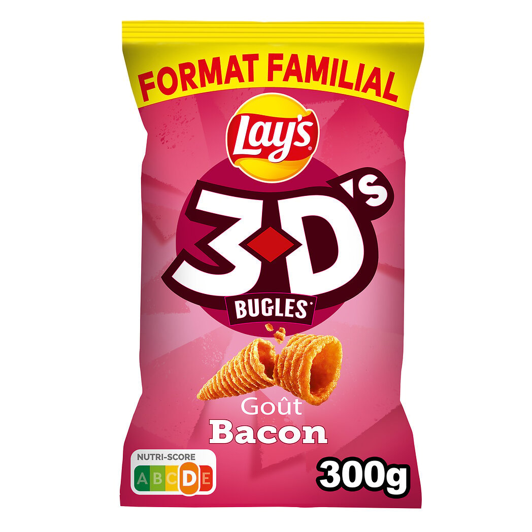 Lay's 3D's Bugles - Biscuits apéritif goût bacon Le paquet de 300g