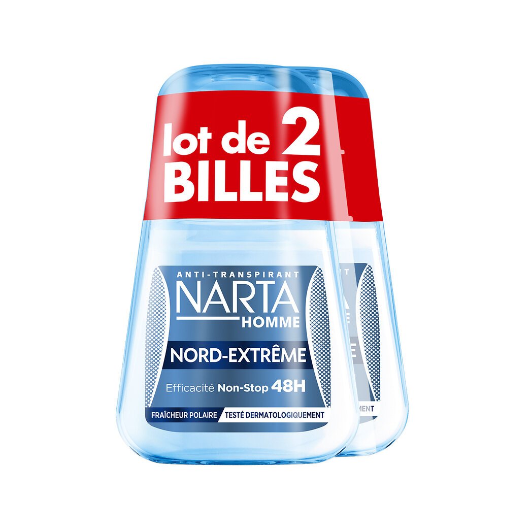 Narta Narta Homme - Déodorant anti-transpirant nord-extrême fraîcheur polaire Le lot de 2 roll-on de 50ml - 100ml