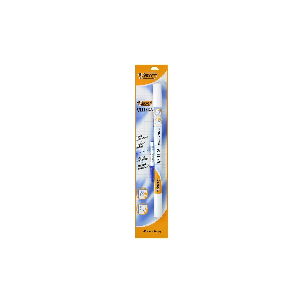 BIC Velleda - Surface effaçable à sec - rouleau adhésif - 45 x 50 cm - blanc