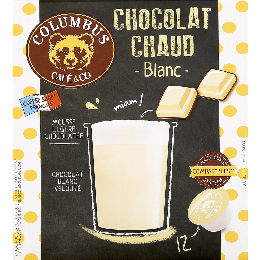 Capsules de chocolat chaud blanc Columbus Café & Co - Intermarché
