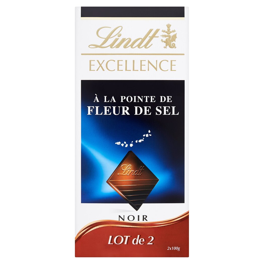 Excellence Lindt Excellence - Chocolat noir à la pointe de fleur de sel le lot de 2 tablettes de 100 g