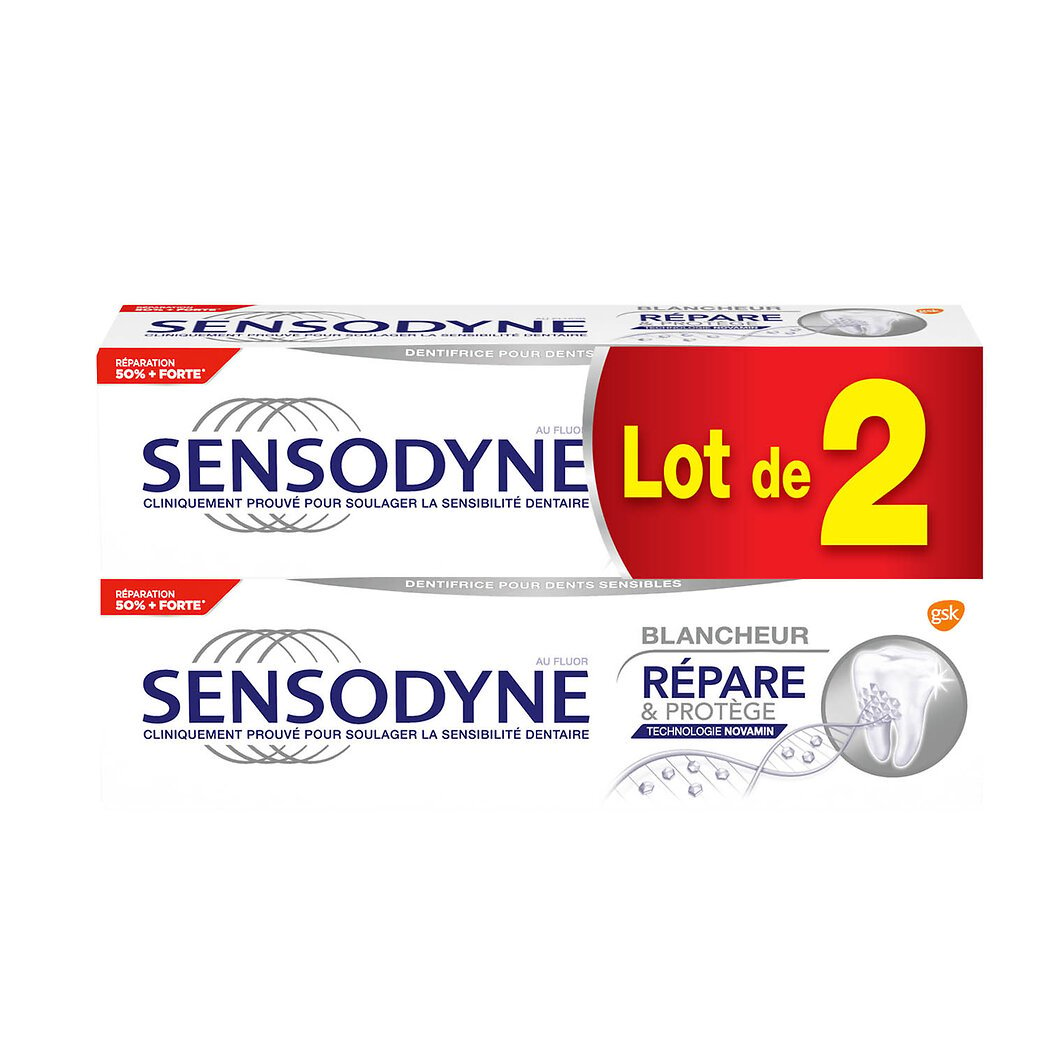 Sensodyne Sensodyne Dentifrice blancheur répare et protège le lot de 2 tubes de 75ml - 150ml
