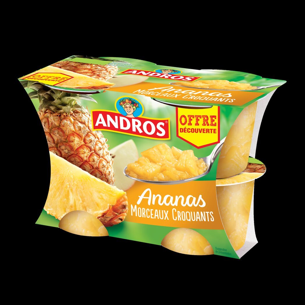 Andros Andros Compote ananas, morceaux croquants les 4 pots de 100g - 400g