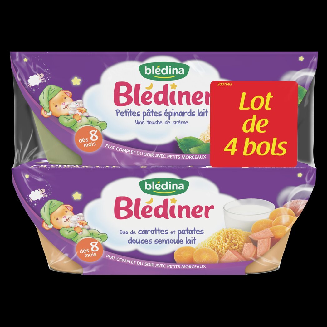 Plats bébé Blédiner 8 mois pâtes épinards lait BLEDINA